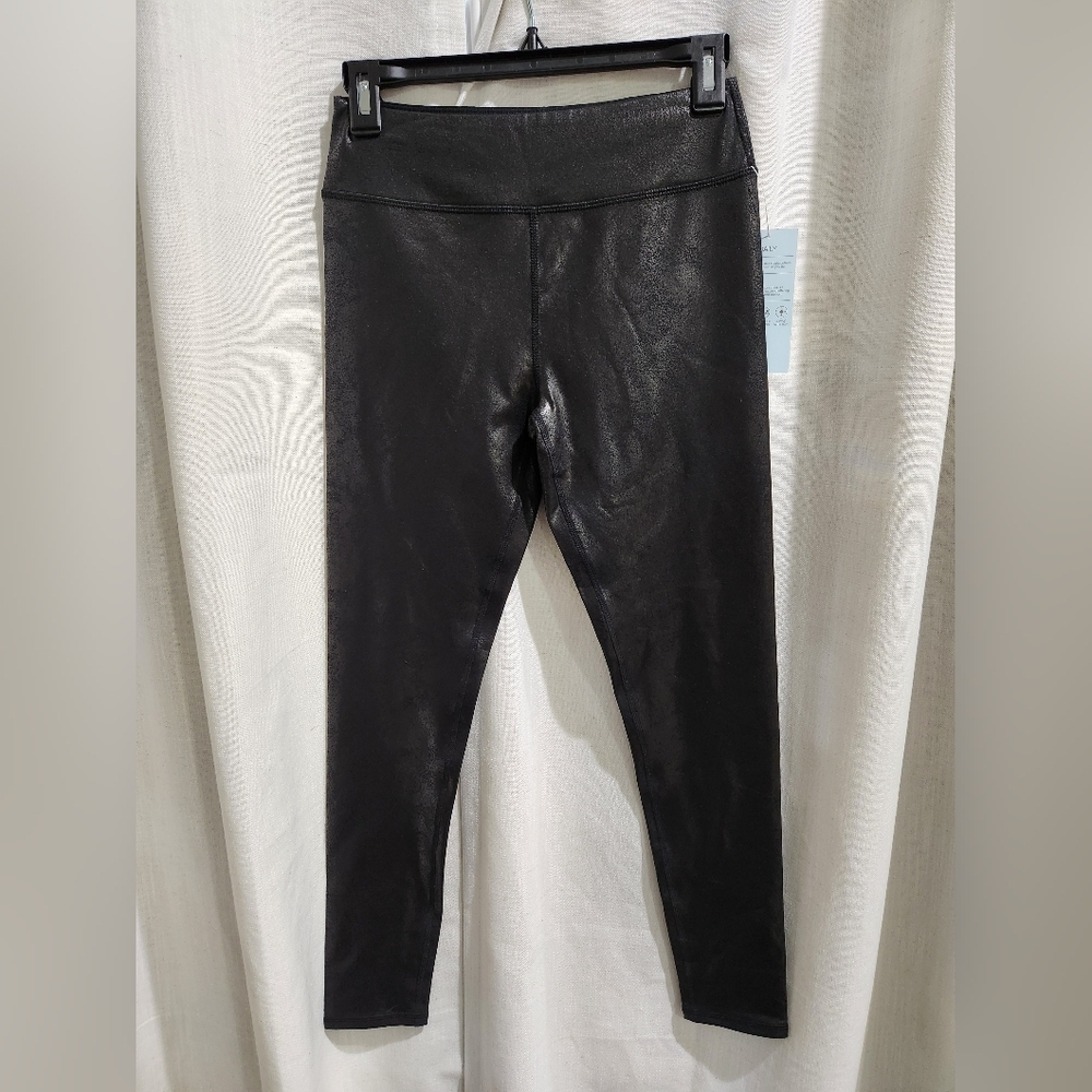 NWT Zella Girl Kids Black Faux leather High Waist 7/8 Leggings Pants XL‎ …